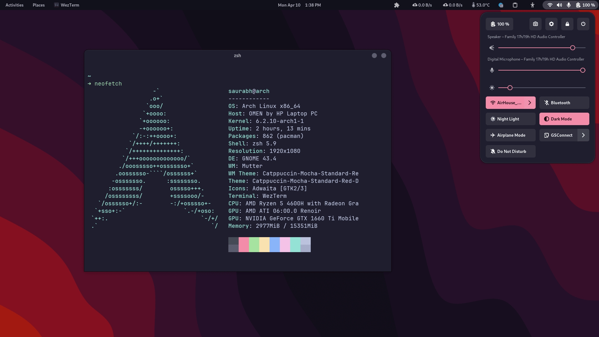 Arch Linux + GNOME 43