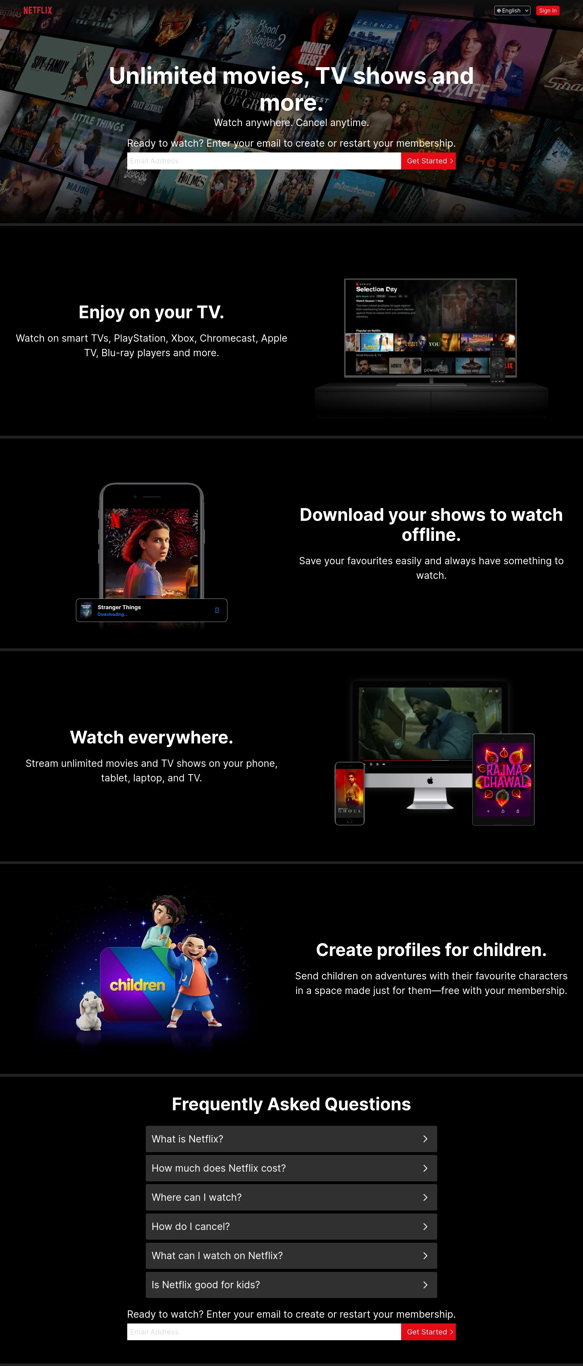 Netflix Clone - Homepage